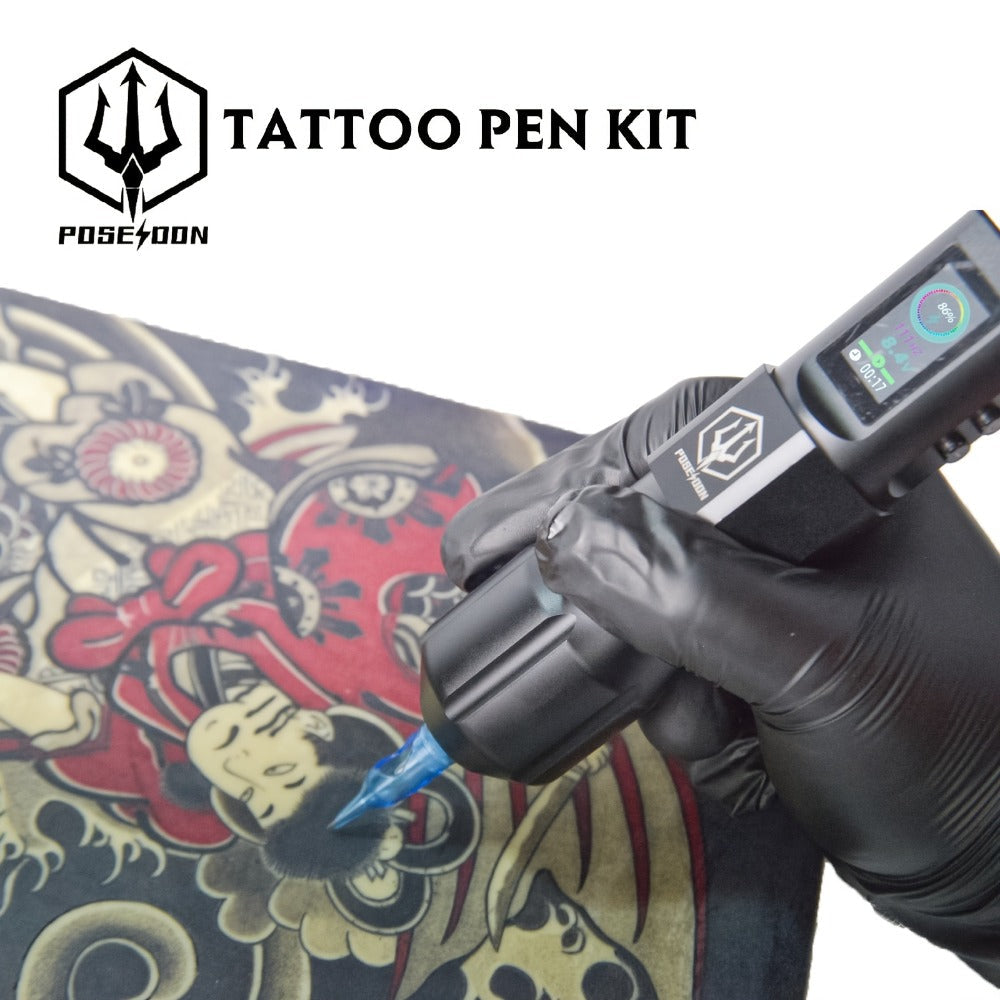POSEIDON LTK08 Tattoo Kit with 1800mAh Color-Display Pen, 20 Cartridges, 11 Inks and Carry Case — image 7