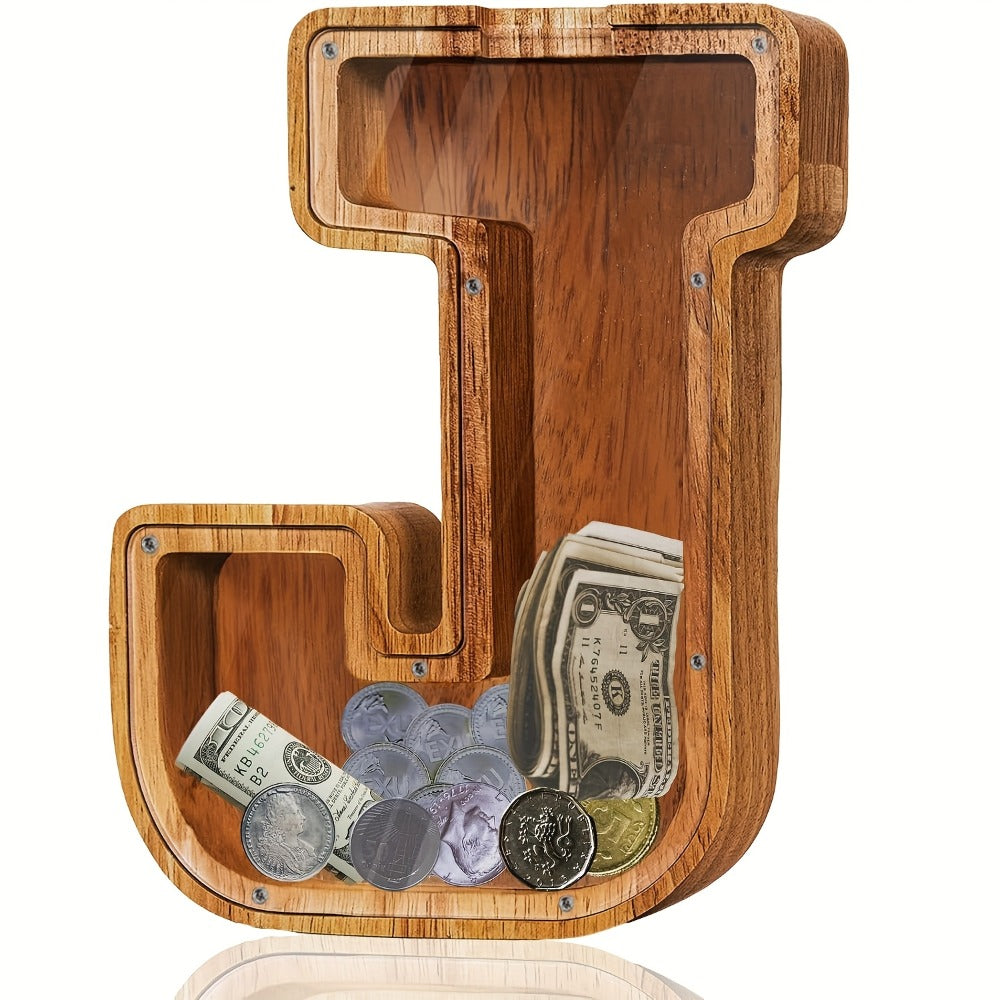 Personalized Wooden Piggy Bank for Kids – A-Z Alphabet Letter Initial Coin & Bill Savings Bank for Boys & Girls — image 18