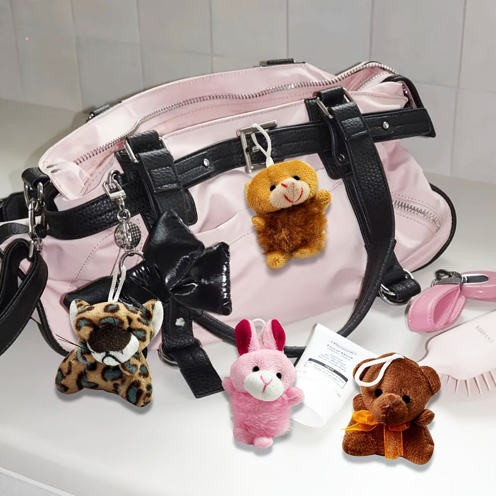 Mini Animal Plush Keychain 24 Pack Bulk, Small Stuffed Animals Assorted Random Colors, Party Favors for Kids — image 7