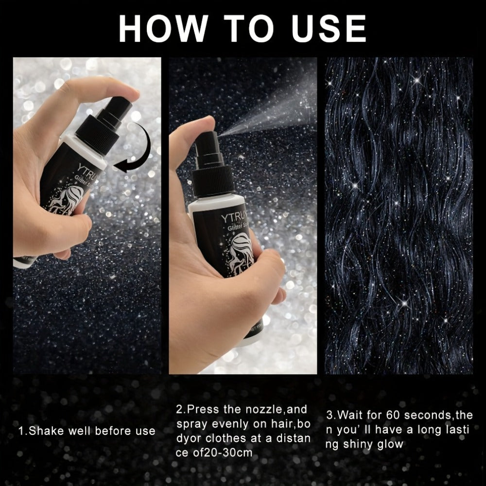Glitter Spray for Hair & Body Quick Dry Shimmer Spray – High-Gloss Body Glitter for Face Lips Eyes Skin Festival Rave Party P