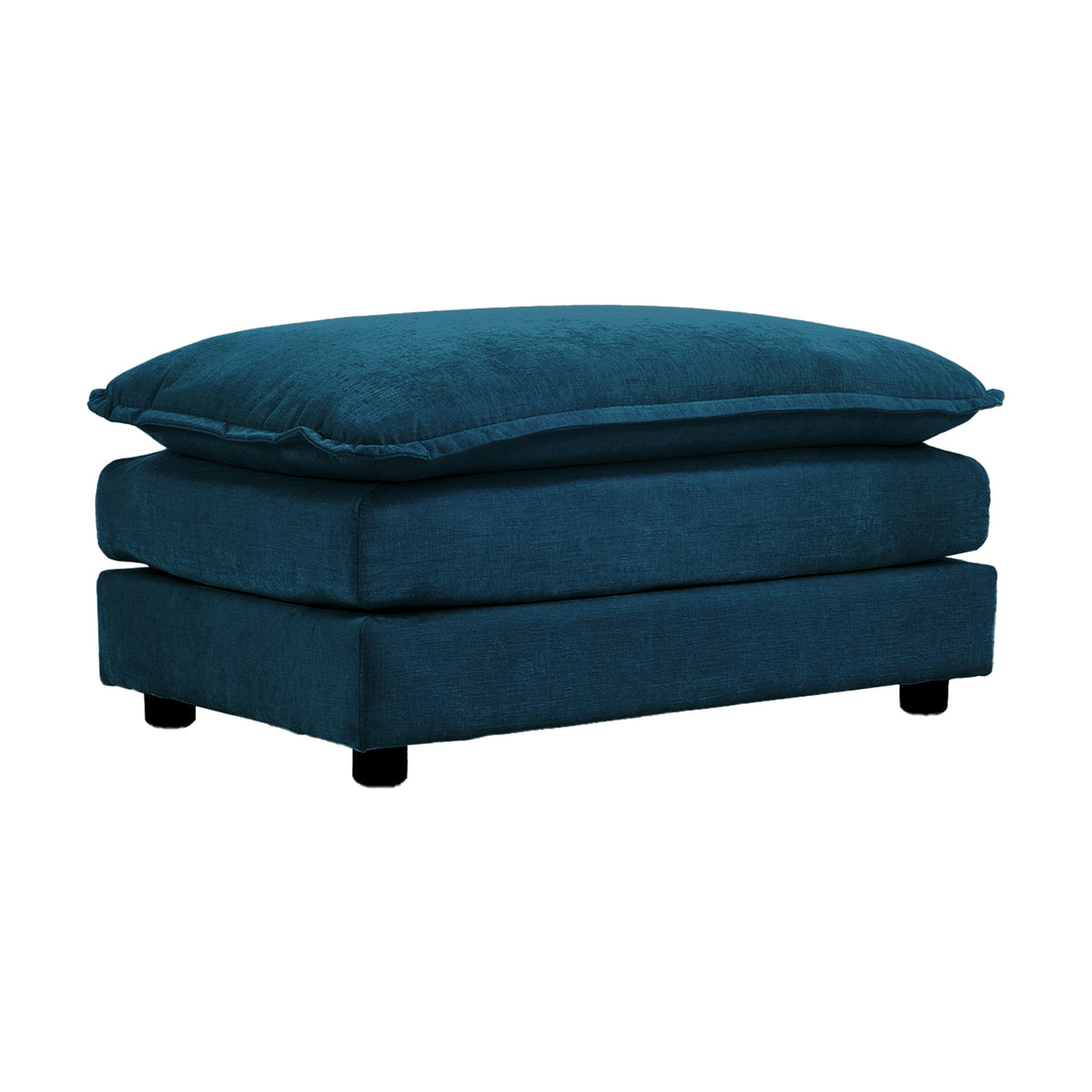 Chenille Fabric Ottomans Footrest to Combine with 2 Seater Sofa, 3 Seater Sofa and 4 Seater Sofa, Blue Chenille - V.I.P Digital Presence