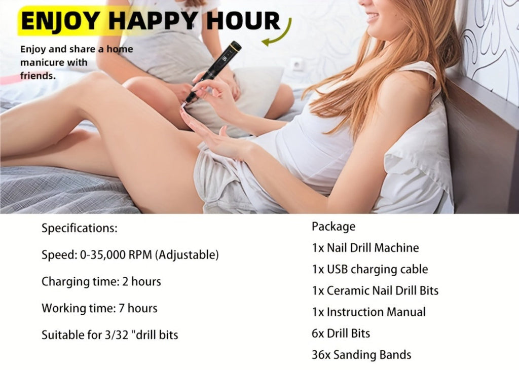 Electric Nail Drill 35000 RPM Rechargeable Pen with Digital Display, Forward Reverse and Three Colors — image 14