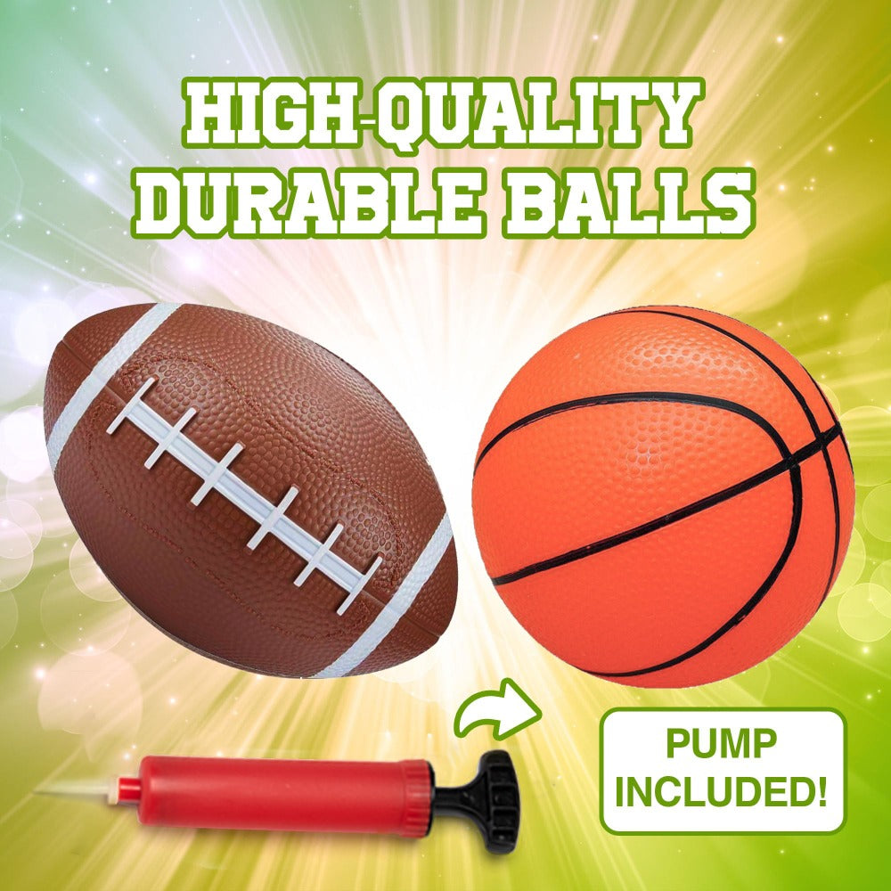 Kids Playground Ball Set 7-Pack with Air Pump, 10.6 Inch Outdoor Ball Plus 6-Inch Basketball Football Rugby — image 25