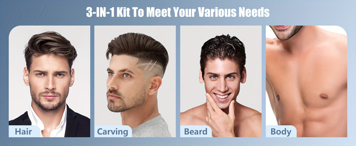 Hair Clippers & Trimmers Three-Piece Set with Full-Size Clipper, T-Blade Detailer, Foil Shaver and LCD Displays — image 12