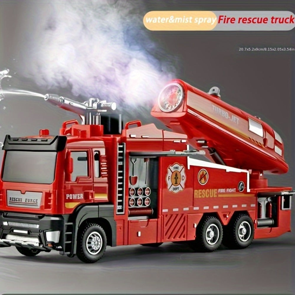 Zinc Alloy Fire Truck Toy with Water Mist Spray, Pull Back Fire Engine with Lights & Sounds — image 5