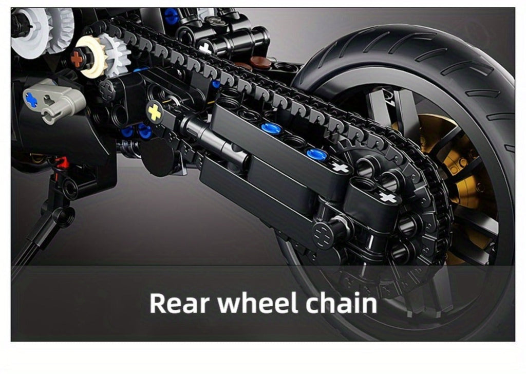 1000PCS Motorcycle Building Blocks 1:10 Scale DIY Black & Gold Motorbike Model Kit – Adult Collector Display Ornament — image