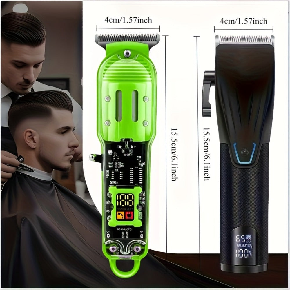 LED Hair Clipper for Men – USB-C Rechargeable Cordless Beard Trimmer with LED Display & 4 Guide Combs, Barber-Grade Home Hair