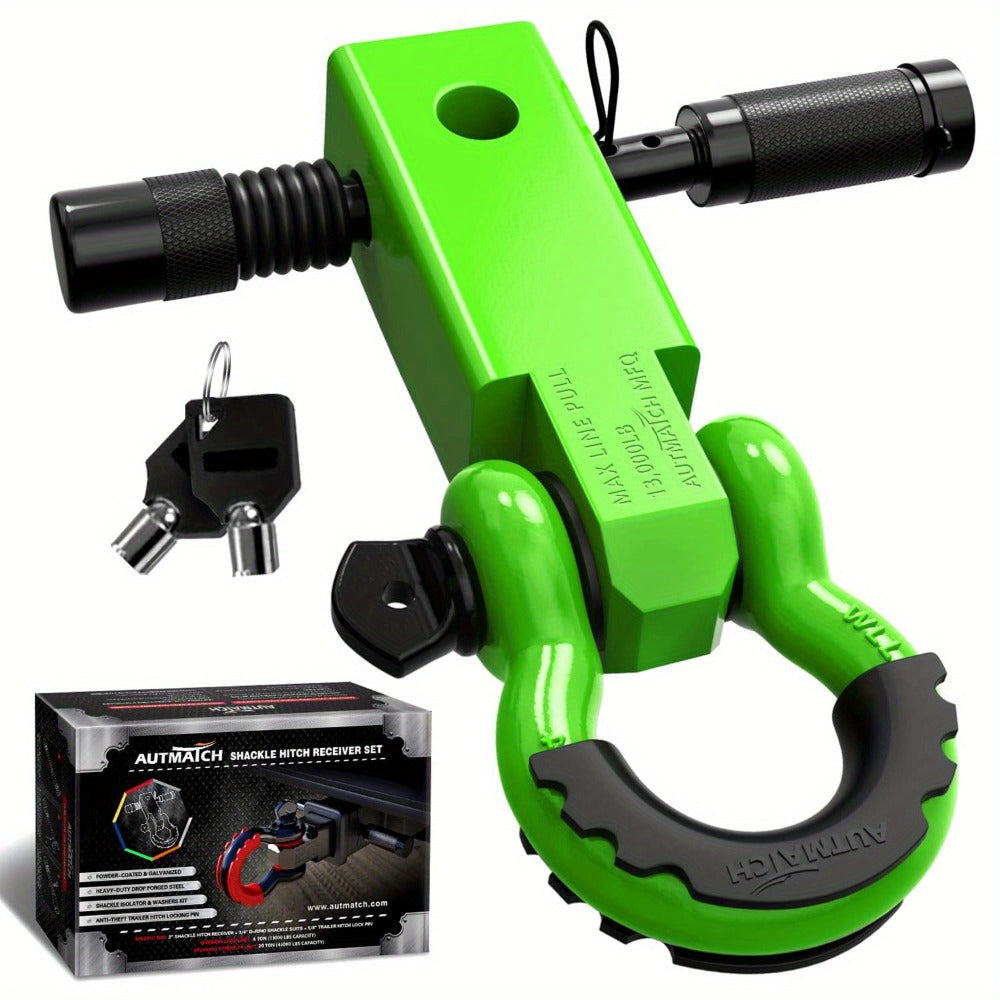 Shackle Hitch Receiver Kit 2 Inch – 45, 000 lbs Break Strength, Drop-Forged Steel, Lock Pin & D-Ring, Fits Truck RV ATV Boat,