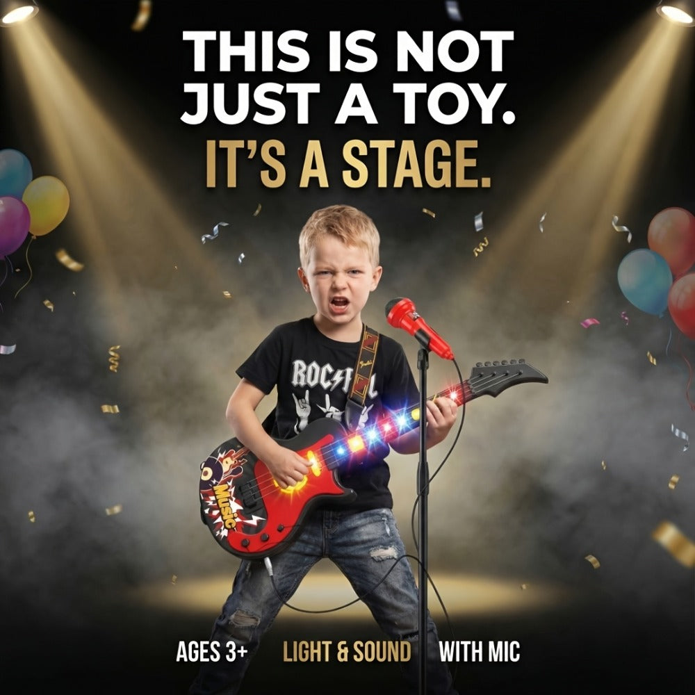 Kids Electric Guitar Toy with Microphone, Lights & Sounds, Musical Instrument Toy for Toddlers Ages 3-8 — image 4