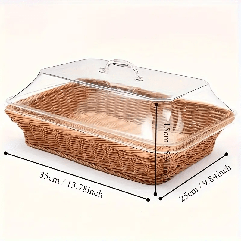 Woven Bread Basket in Square or Round Shape for Serving Bread, Fruit, Desserts and Snacks at Home or on the Dining Table — im