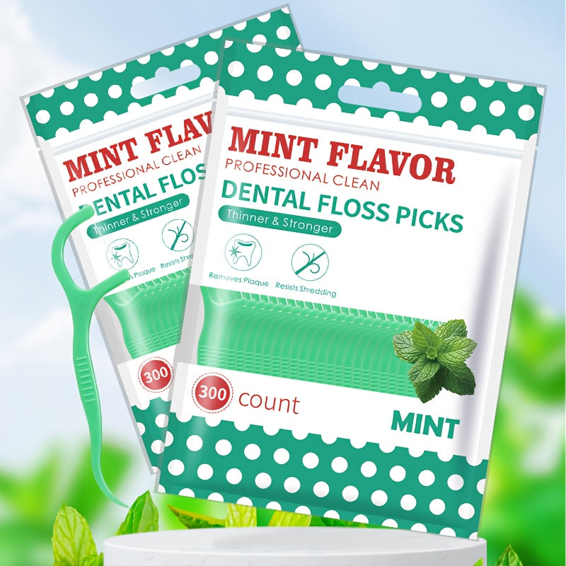 Mint Floss Picks 600 Count – Ultra-Fine Disposable Dental Floss Sticks, Interdental Cleaning, Plaque Removal, Fresh Breath — 