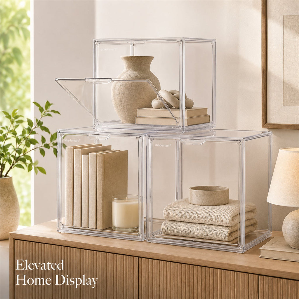 Clear Display Case Set of 3, Dustproof Transparent Storage Box Organizer for Collectibles, Car Models — image 14