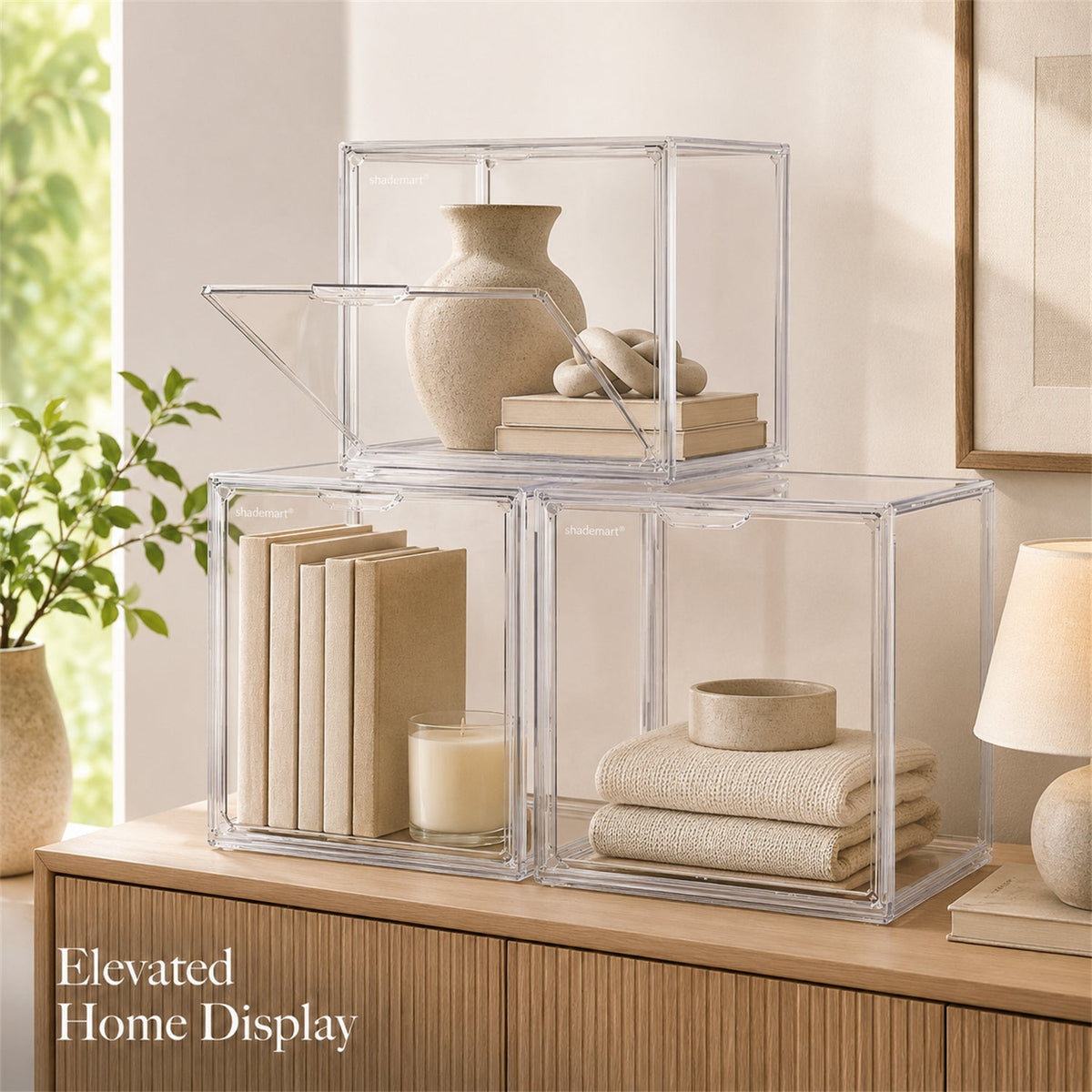 Clear Display Case Set of 3, Dustproof Transparent Storage Box Organizer for Collectibles, Car Models — image 14