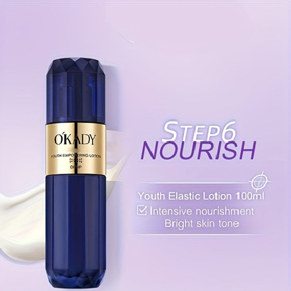 Skincare Set with OKADY Label, 8 Collagen and Hyaluronic Acid Product Items in Blue Gold Gift Box — image 13