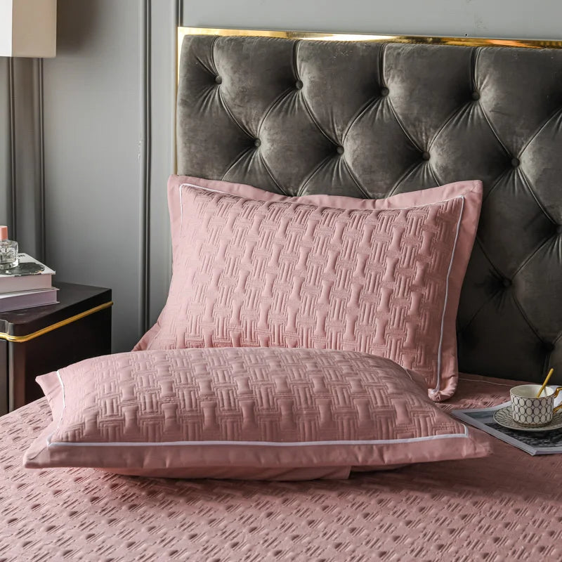 Quilted Padded Continental Bed Cover Three Piece Set