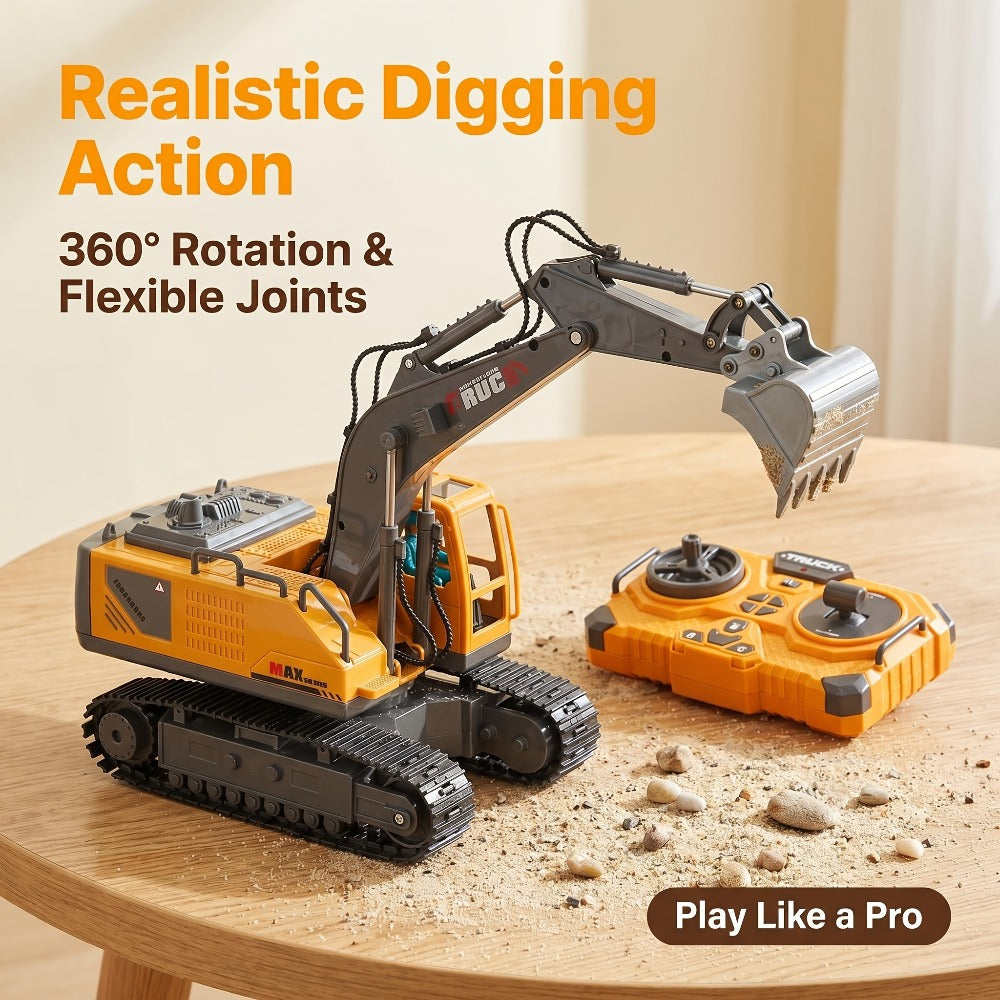 RC Excavator 1:20 Scale 2.4G 11CH, Alloy Remote Control Construction Toy with 680° Rotation & Working Arm — image 9
