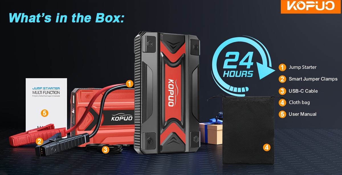 Car Jump Starter Power Bank 3-in-1 12V Battery Booster Charger LED Flashlight SOS for Cars Motorcycles for Garden, Patio and 