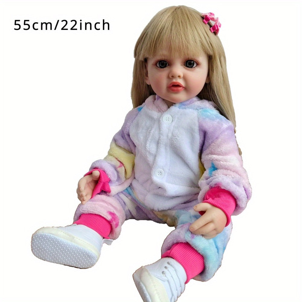 Reborn Baby Doll 22-Inch Soft Vinyl Toddler Design with Blonde Wig Hair, Acrylic Eyes and Unicorn Outfit — image 2