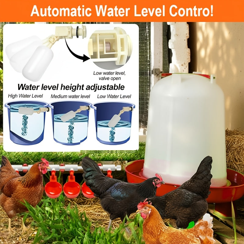 Automatic Poultry Watering System Kit with 10 Red Cups, PVC Pipe Fittings, Regulator and Hose Connections — image 2