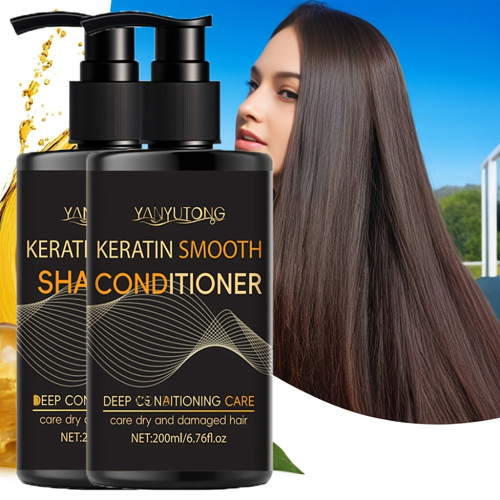 Keratin Smooth Shampoo and Conditioner in 200mL Pump Bottles with Duo, Shampoo-Only or Conditioner-Only Options — image 3