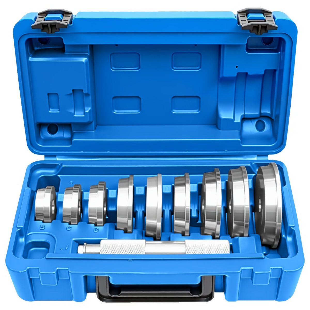 Bearing Press Kit 10-Piece – Bearing Race & Seal Bushing Driver Installation Set with 9 Double-Sided Adapters for Automotive 