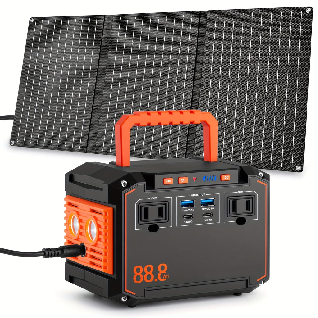 Portable Power Station 88.8Wh or 111Wh with AC, USB-C, USB-A and Optional 30W Solar Panel for Camping — image 1