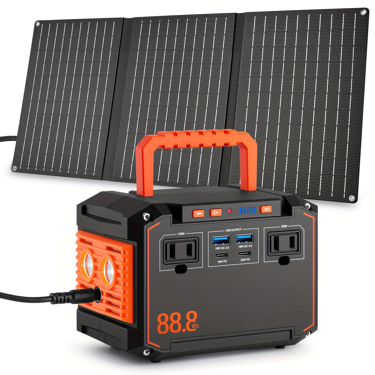 Portable Power Station 88.8Wh or 111Wh with AC, USB-C, USB-A and Optional 30W Solar Panel for Camping — image 1