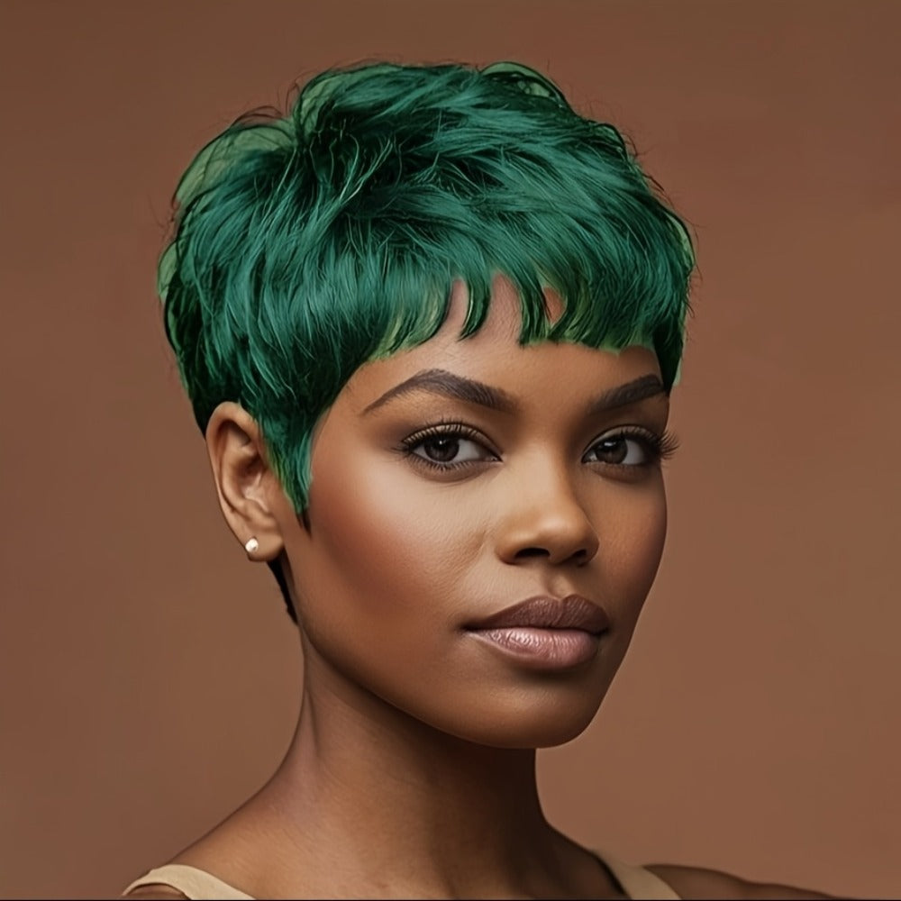Synthetic Wig 4-Inch Short Waves with Bangs in Red, Black, Green, Blue or Orange-Auburn for Cosplay Looks — image 8