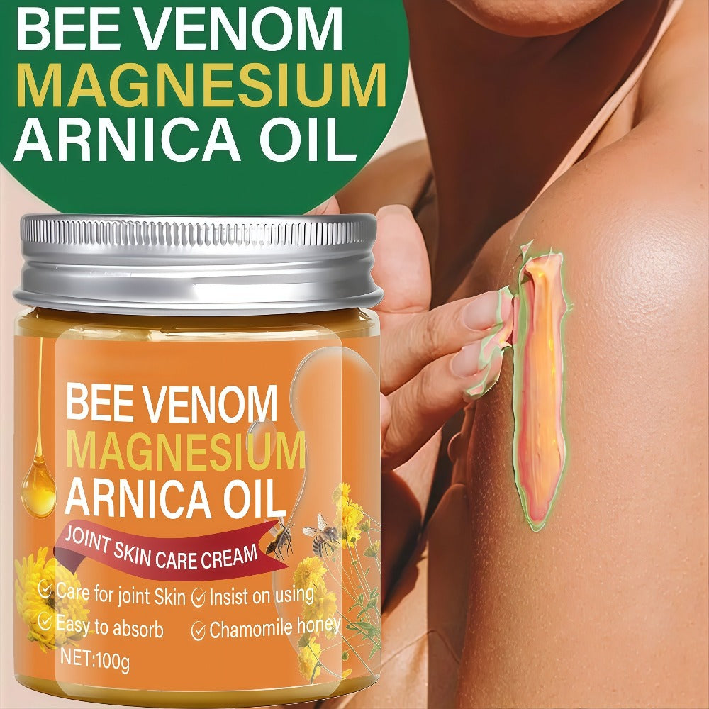 Body Cream 100g Amber Jar with Bee Venom Magnesium and Arnica Oil Package Callouts for External Massage Use — image 5