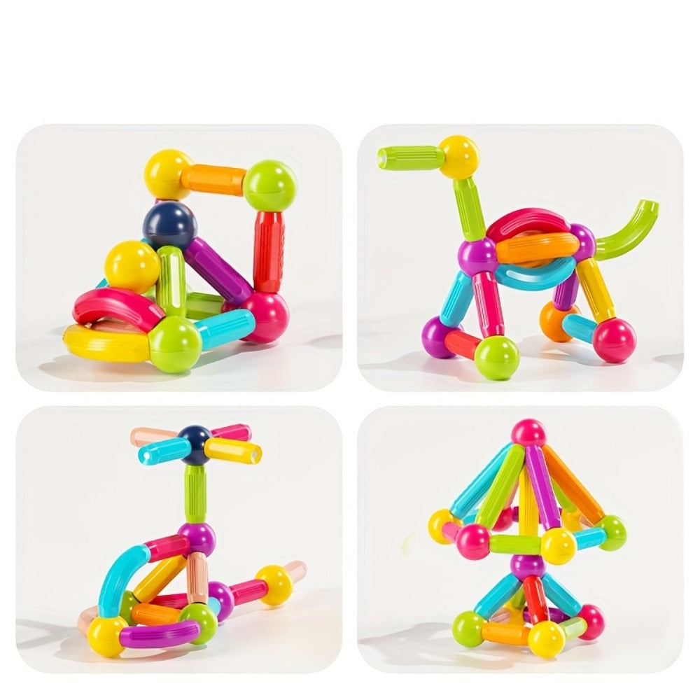 Magnetic Stick and Ball Building Set in 28-Piece or 58-Piece Multicolor Options for Pictured 3D Shapes — image 17