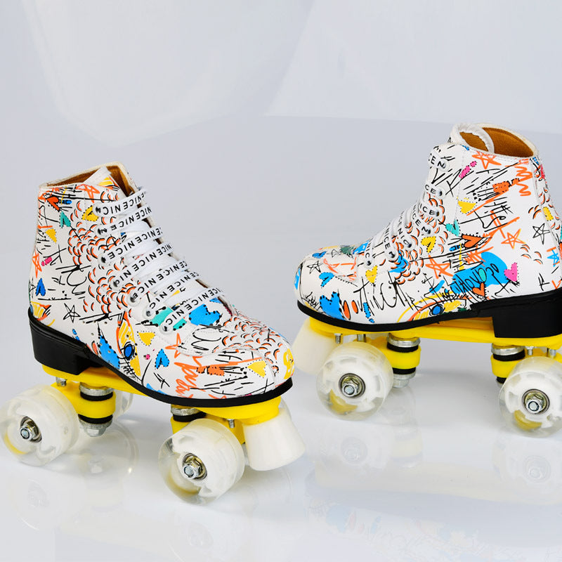 Double Row Skates New Wheel Wear-resistant Four-wheel Roller Skates