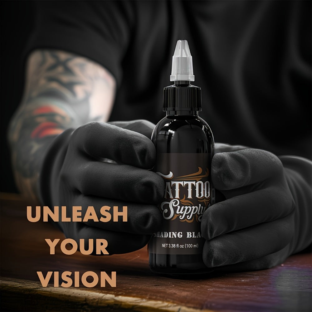 Neebol Super Black Tattoo Ink Darkest Outlining Shading Blending Fade-Resistant Professional Body Art Pigment for Artists & B