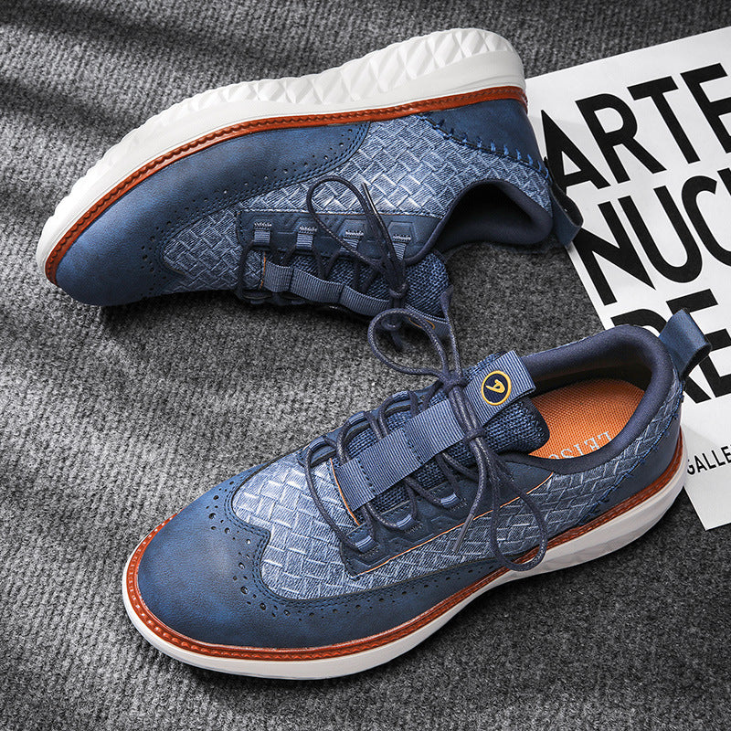 Breathable Woven-Texture Mens Sneakers