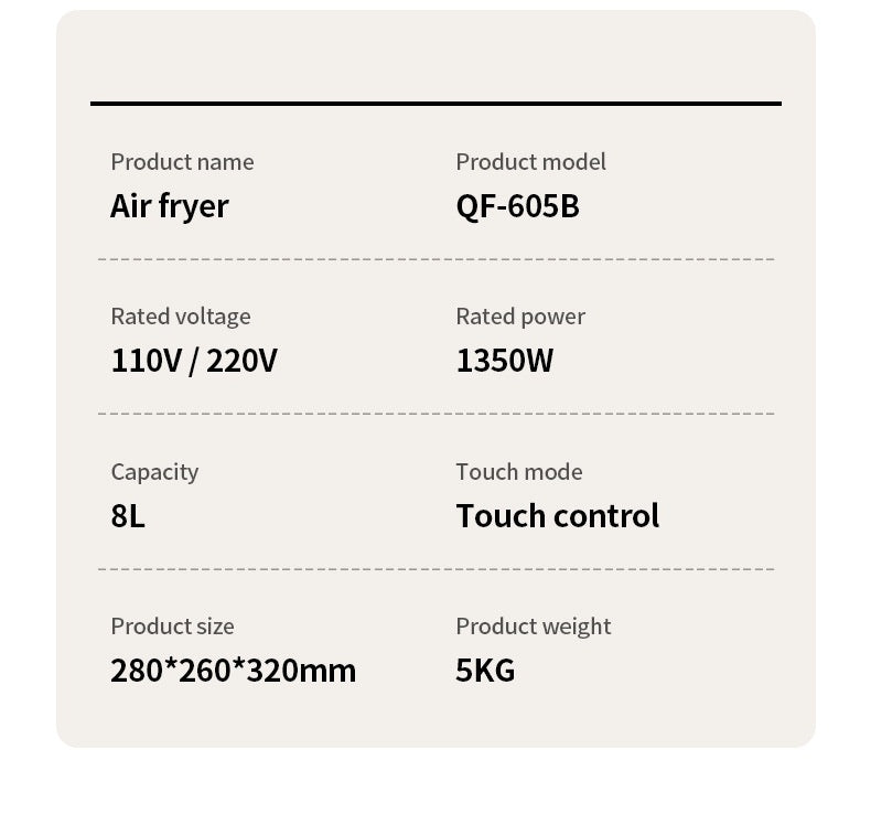 Home Visual Touch Screen Large Capacity Air Fryer