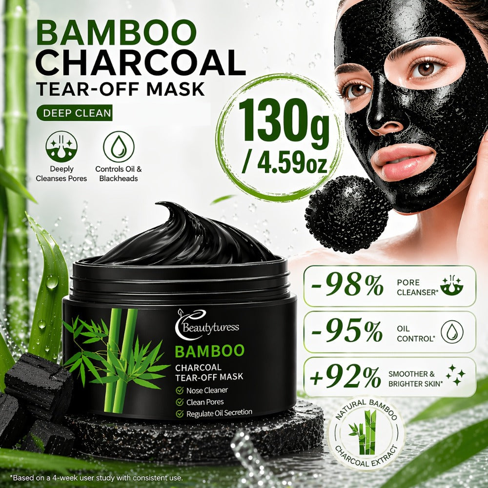 Bamboo Charcoal Clay Face Mask Deep Cleansing Pore Minimizing Oil Control Blackhead Remover for Bath Time, Home Spa and Perso