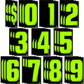 Windshield Pricing Number Decals 33pcs 7.5" Chartreuse Vinyl – Car Dealership Lot Pricing Stickers 0-9 for Auto Vehicle Windo