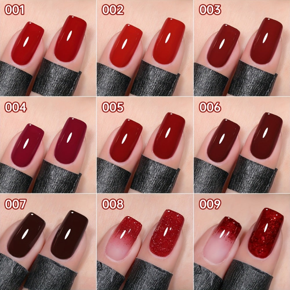 Gel Nail Polish Nine-Piece Ancola Red Solid Gel Set for Gradient and Ombre Nail Art in One Grid Case — image 6