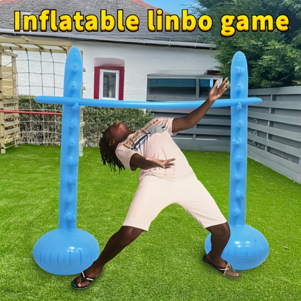Blue Inflatable Limbo Game with Two Weighted-Base Uprights and Horizontal Bar for Outdoor Parties — image 2