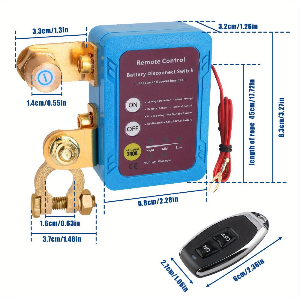 Remote Battery Disconnect Switch 240A 12V/24V – Wireless Kill Switch with Digital Display & Auto Power Shut-Off for Car, Truc