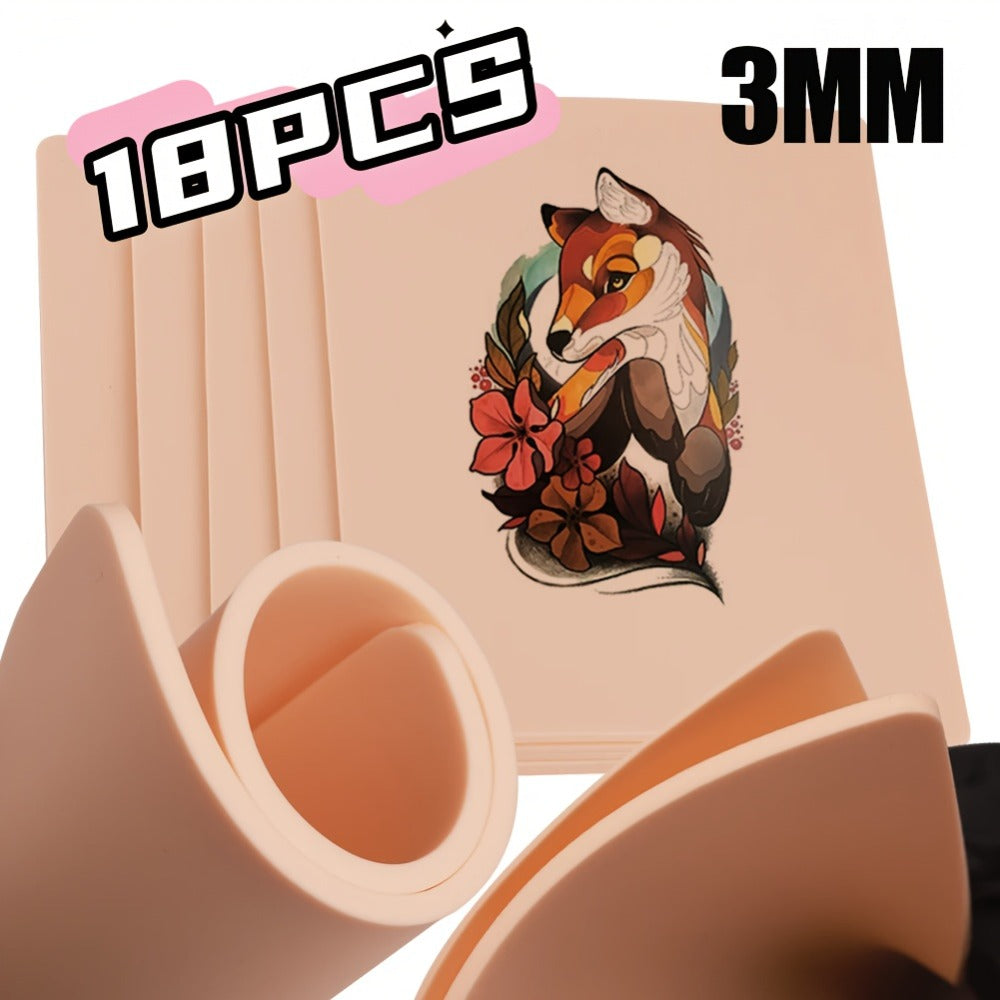 Silicone Tattoo Practice Skin 3mm Thick Double-Sided Fake Skin for Beginners & Professional Artists – Line Work Shading Outli