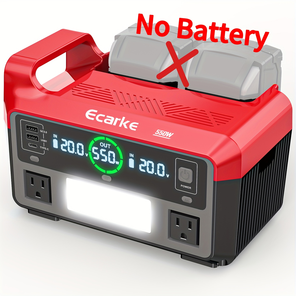 Pure Sine Wave Inverter 550W for 18V Battery - DC 18V to AC 110V, 2×USB-C 20W Fast Charge, 2×USB-A — image 6