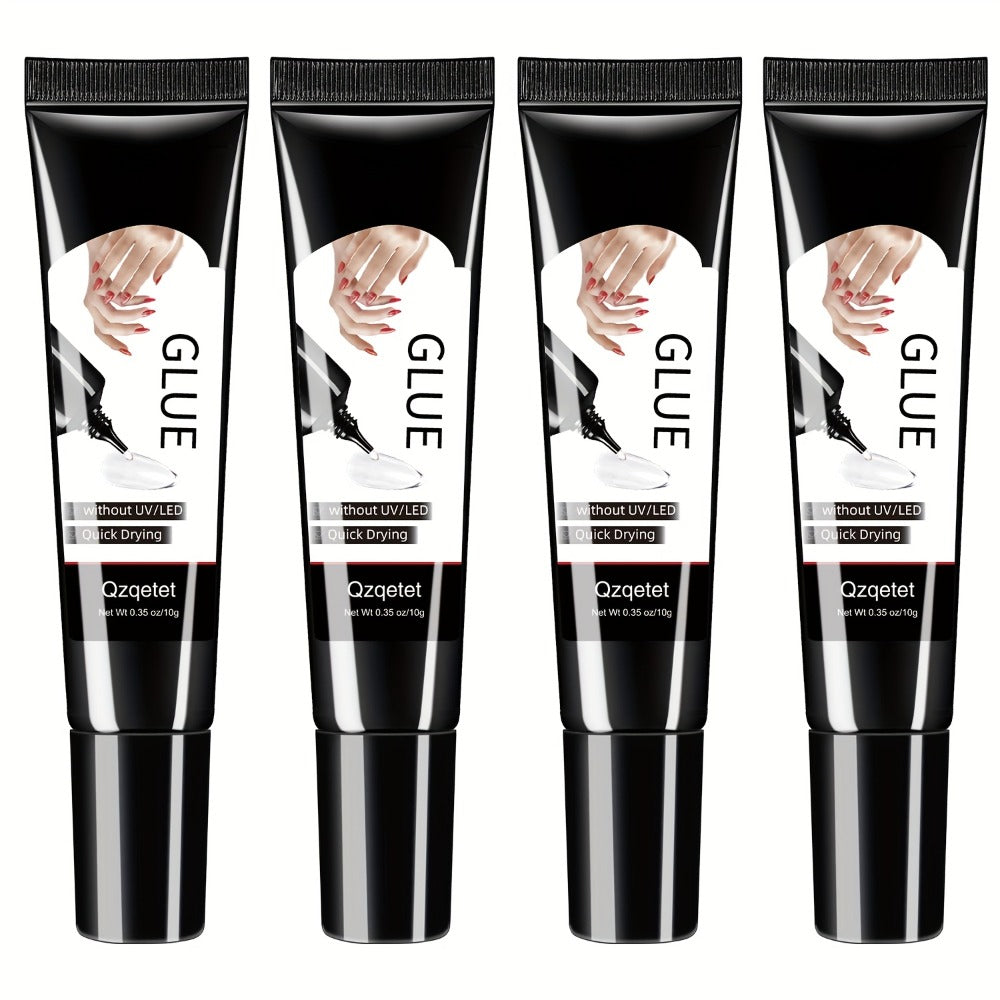 Nail Glue Set, MAGIC ARMOR Four 10g White and Black Squeeze Tubes with Precision Nozzles for Nail Art — image 1