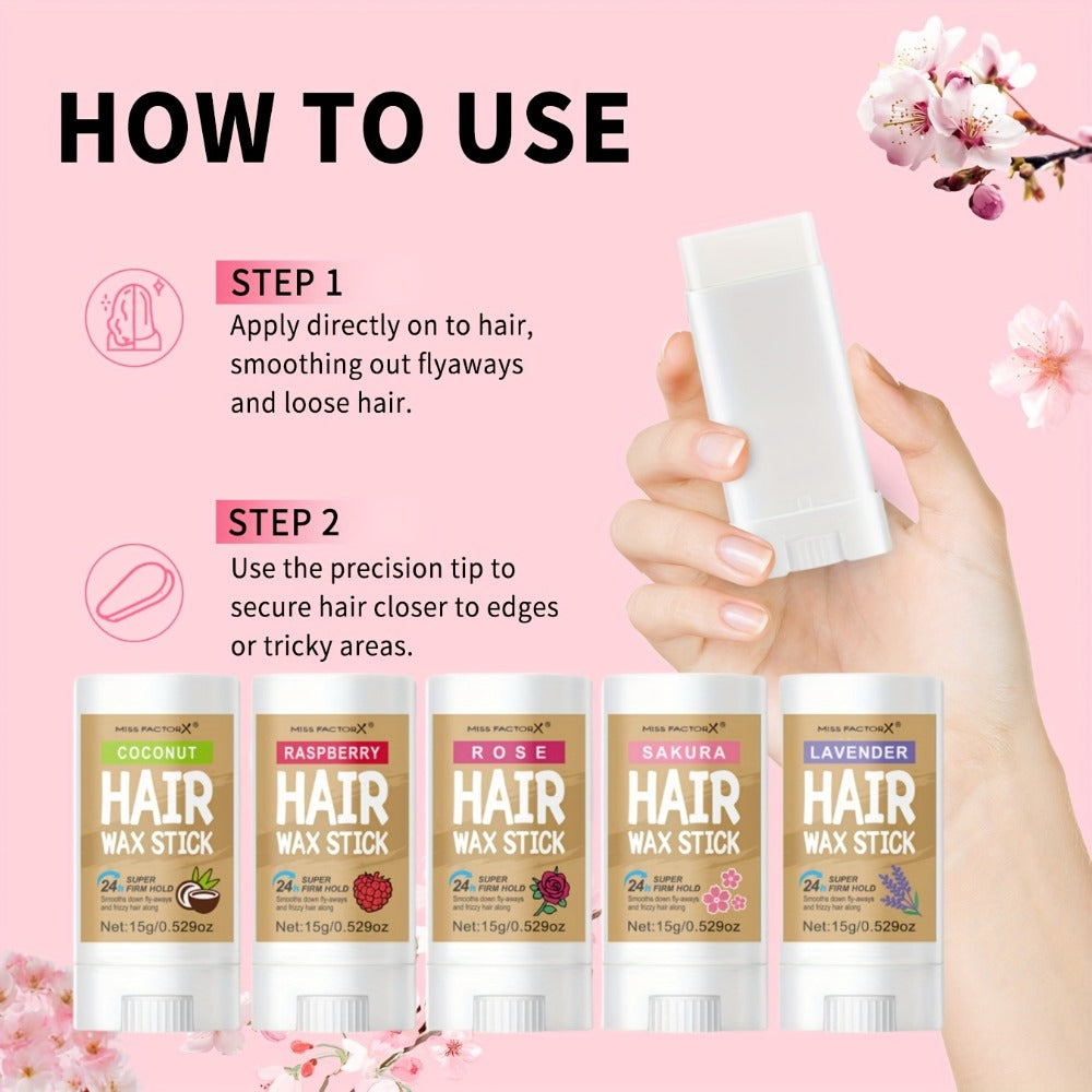 Hair Wax Stick 5 Pack Flyaway Control Edge Control with Jojoba Oil for Home, Travel and Salon Hair Styling — image 6