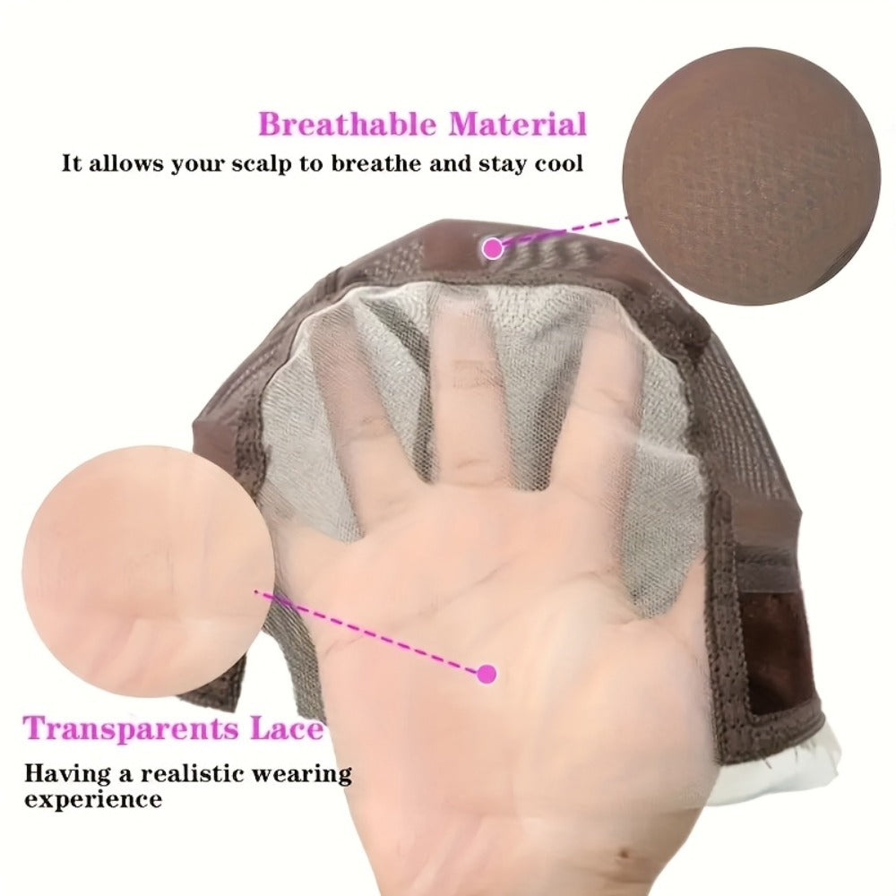 Wide Lace Wig Grip Caps, Two-Piece Set with Ear Cutouts and Adjustable Straps in Brown, Black or Beige — image 9