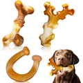 Three-Piece Dog Chew Toy Set with Branch, Bone and Ring Shapes in Milk Tea Brown for Supervised Play — image 3