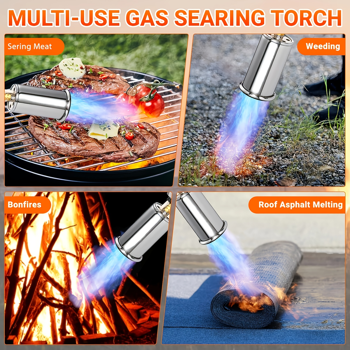 Long-Handle Propane Grill Torch with Adjustable Flame, Trigger Ignition and Silver-Black Finish — image 10