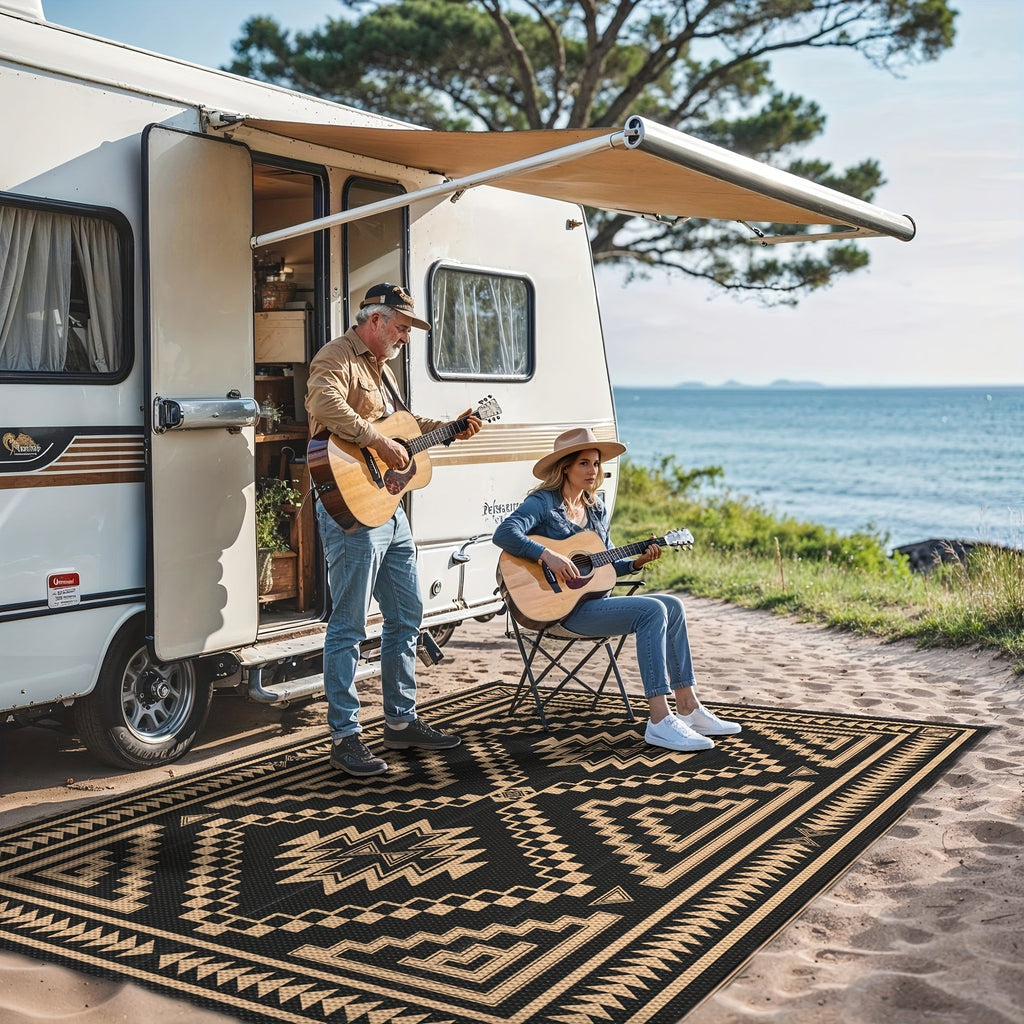 Outdoor Reversible Plastic Straw Rug for Patio Deck RV Camping – Waterproof UV-Resistant Lightweight Mat, Multiple Sizes & Co