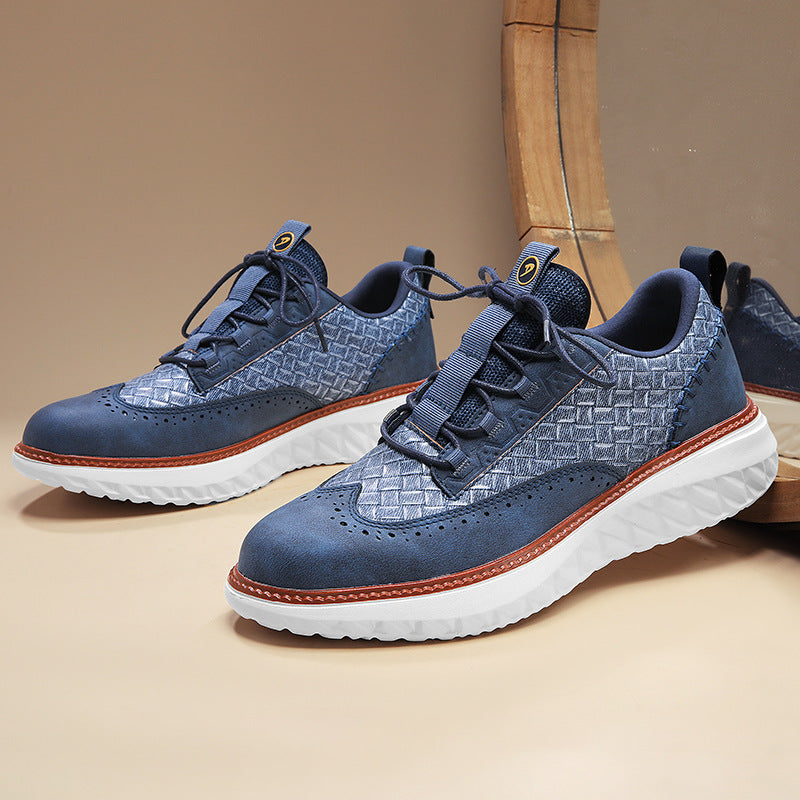 Breathable Woven-Texture Mens Sneakers