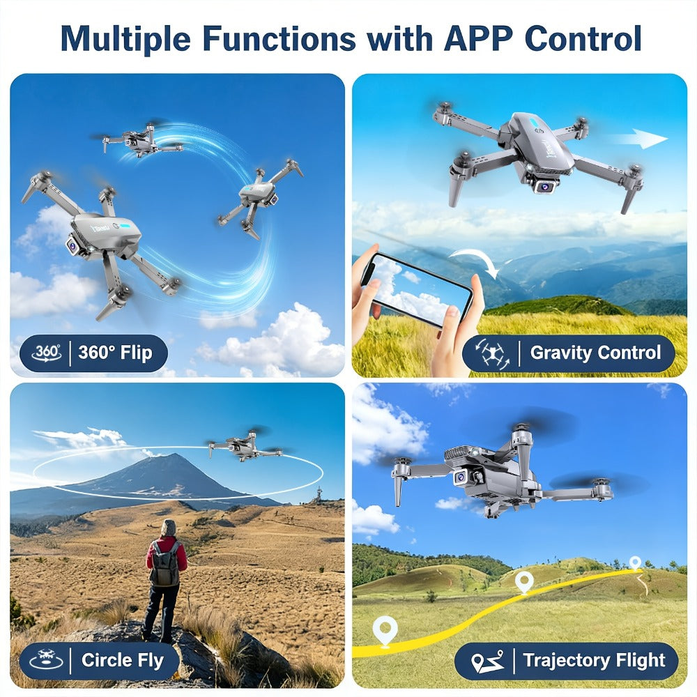 Foldable HD Camera Drone Free Storage Bag USB-C Charging 3D Flips Single or Dual Camera Built-in Screen Remote — image 6