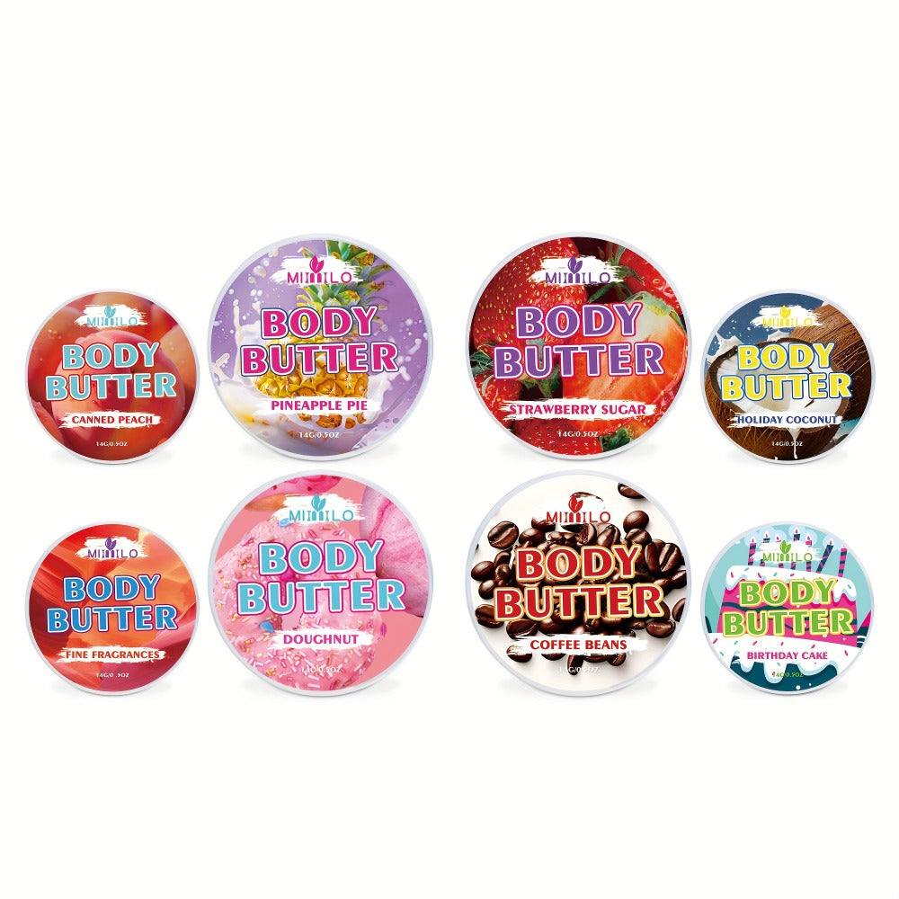 Fruity Body Glaze Set 8 Scents 100g×2 – Pineapple Coconut Strawberry Coffee Peach Doughnut Birthday Cake Non-Greasy All-Day M